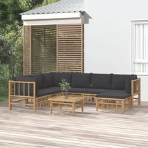  Garden Lounge Set Dark Grey Bamboo, Fabric (100% polyester) Large - $18,944.60 MXN