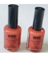 Lot of 2 NYC Long Wearing Nail Enamel #112 Times Square Tangerine Cream New - €4,29 EUR