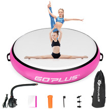 40&quot; Inflatable Round Gymnastic Mat Floor Mat Tumbling With Pump Pink - £118.06 GBP