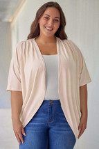 Apricot Shimmer Ribbed Texture Plus Size Cardigan - £18.52 GBP