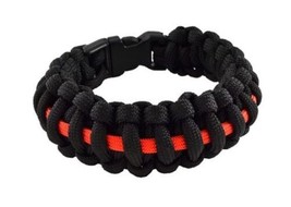 Firefighter Fireman Red Line Nylon Paracord Survival Bracelet 8.5&quot; New USA - $169.42 MXN