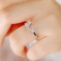 925 Sterling Silver Plated Crystal Butterfly Adjustable Ring - FAST SHIPPING!!! - £7.07 GBP