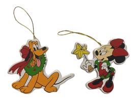 Vintage Walt Disney Pluto Minnie Mouse Mini Christmas Tree Ornaments 1.5 Inch - £15.12 GBP