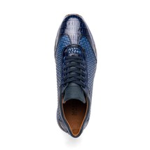 calfskin and genuine caiman crocodile fashion sneaker Shoes Roma Navy image 4