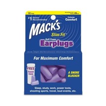 Mack&#39;s Safesound Soft Foam Slim Fit Earplugs - Pack of 10 Pairs  - £14.21 GBP