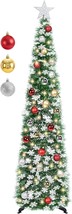 5 FT Pop Up Christmas Tree with Timer Lights and Decorations Green Tinse... - $77.39