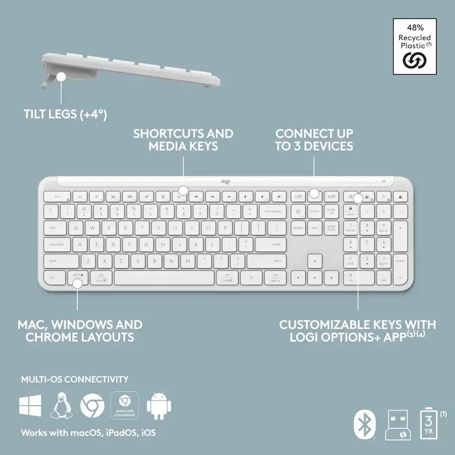 NEW Logitech K950 Signature Slim Full-size Wireless Keyboard for Windows/MaC Item image 4