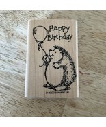 Stampin Up Says Happy Birthday 2000 Vintage Hedgehog With balloon Rubber... - $11.88