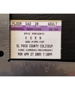 KORN -  APRIL 27, 2009 EL PASO COUNTY COLISEUM CONCERT TICKET STUB - $187.91 MXN