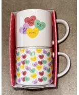 Set of 2 CANDY HEARTS 16oz Mugs Cups Valentine’s Day Love You Be Mine XO... - £22.01 GBP