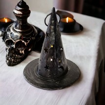 Vintage Metal Witch Hat Votive Holder Tealight Black Halloween Hanging 90s Goth - £15.68 GBP