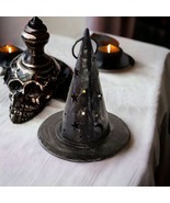 Vintage Metal Witch Hat Votive Holder Tealight Black Halloween Hanging 9... - £15.56 GBP