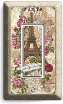 Paris Eiffel Tower Rose Retro Post Card 1 Gang Gfi Light Switch Wall Plate Decor - £9.58 GBP