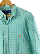 Ralph Lauren Shirt Size Large 16 1/2 Mens Button Down Green Plaid Orange... - $37.18