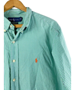 Ralph Lauren Shirt Size Large 16 1/2 Mens Button Down Green Plaid Orange... - £29.23 GBP