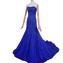 Kivary Mermaid Tulle Beaded Lace Appliques Long Corset Prom Evening Pageant Dres - £134.49 GBP