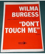 Wilma Burgess Cash Box Magazine Advertisement Vintage 1966 Don&#39;t Touch Me - $19.99