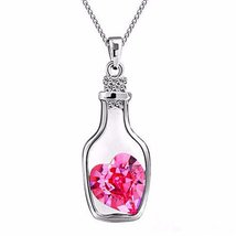 Handmade Pink Crystal Heart Necklace Message in a Bottle Jewelry Love Wine New - £11.93 GBP