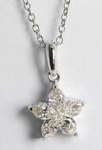 18k White Gold Pear Diamond Flower Pendant (0.57 Ct,G Color,SI1 Clarity) - £809.28 GBP