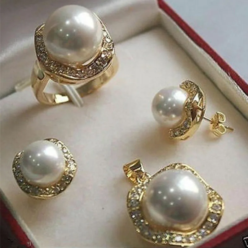 Multi-color Choices White green  AAAA CZ White  South Sea Shell Pearl Ring Penda - £27.13 GBP