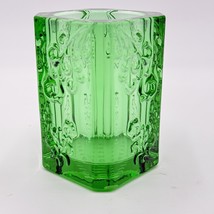 Vintage Tittot Art Glass Green Emerald Embossed Vase 3.5”H Candle Holder... - $58.50