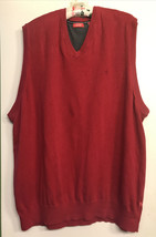 Men&#39;s 2XLT Dark Red IZOD V Neck Sweater Vest Big And Tall Sleeveless Cotton - £15.36 GBP