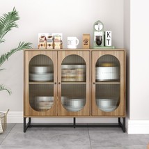 Storage Cabinet with Glass Door, Sideboard Buffet Cabinet for Kitchen - ... - $160.87