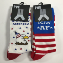 July 4th USA Knit Socks Size L Crew Happy Birthday America American AF/ 2 Pair  - £7.06 GBP