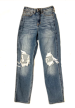 hollister jeans womens 00 blue ultra high rise mom ripped distress denim 23 x 27 - £8.13 GBP
