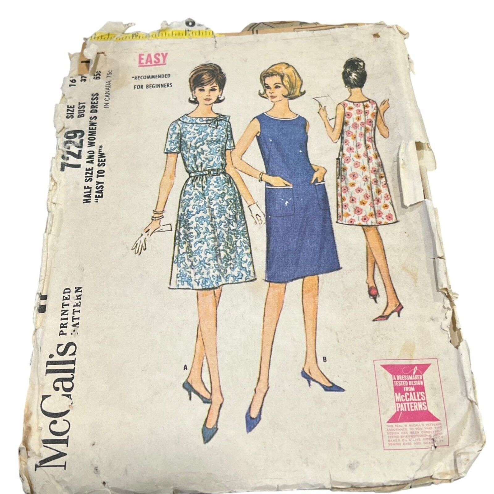 Vintage McCalls 7229 Half Size &amp; Womens Dress Sewing Pattern For Beginne... - $4.80