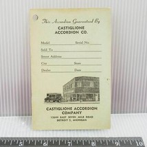 Castiglione Accordion Co. Detroit Michigan Guarantee Card Advertisement - $70.15