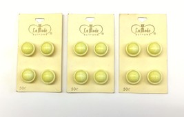 Lot 3 cards La Mode #14507 5/8” Yellow Domed Plastic Buttons Japan Vtg Shank - £11.79 GBP