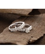 Bridal Wedding Ring Set 3.45Ct Round Cut Moissanite White Gold Finish in... - $168.30