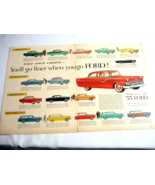 1955 Two Page Color Ad &quot;You&#39;ll Go Finer When You Go Ford&quot; - $13.69 CAD