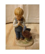 Denim Days By Homco Vintage 1985 Porcelain Figurine Boy A Time For Thanks - $19.09 CAD