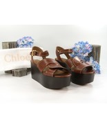 Chloe Sepia Brown Leather Twisted Flatform Sandal Heels 40 NIB - $489.56