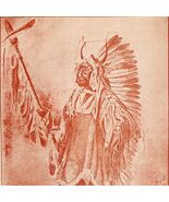 1891 Big Medicine Man Red Plate Print Victorian Indian Wars History Anti... - $29.99