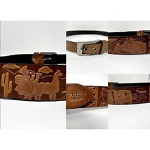 Grunts Cuzco Peru Mens Size 40 embossed leather Belt Temple Inca Machu P... - £49.17 GBP