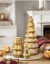 Gold Christmas Balsam Cedar Mercury Glass Tree Ornament Scented Candles Set 2 - £210.35 GBP