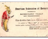 Comic Certificate Federation of Butters Anthropomorhic Goat UDB Postcard... - £3.17 GBP