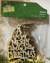 6 Christmas Tree Laser Cut Wood Craft Embellishment Christmas Ornament NIP - £5.41 GBP