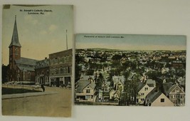 Vintage Postcards Lewiston Auburn Missouri Mo St Joseph Church Birds Eye View - £6.52 GBP