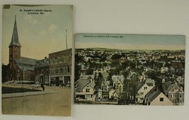 Vintage Postcards LEWISTON AUBURN Missouri MO St Joseph Church Birds Eye... - $8.30