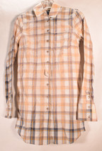 Free People Womens Plaid Collared Shirt Brown Yellow 0 - £19.41 GBP