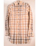 Free People Womens Plaid Collared Shirt Brown Yellow 0 - $33.95 CAD