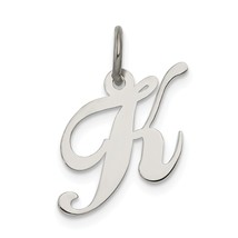 Sterling Silver Small Script Initial Letter K Charm Jewerly 16mm x 10mm - £10.68 GBP