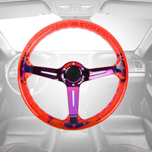 Universal 350MM Deep Dish Vip Red Crystal Bubble Steering Wheel Neo Spoke - $75.00