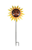 Scratch &amp; Dent 72 Inch Sun Face Metal Kinetic Wind Spinner Garden Stake Lawn Art - $59.39