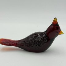 Vintage Fenton Ruby Red Art Glass Cardinal Bird Figurine Paperweight 1990’s - $40.50