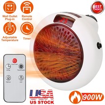 900W Plug in Electric Heater Fan Digital Thermostat Wall Sockets w/ Remo... - $44.99